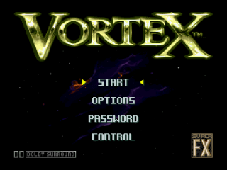 Vortex title screen for Super Nintendo